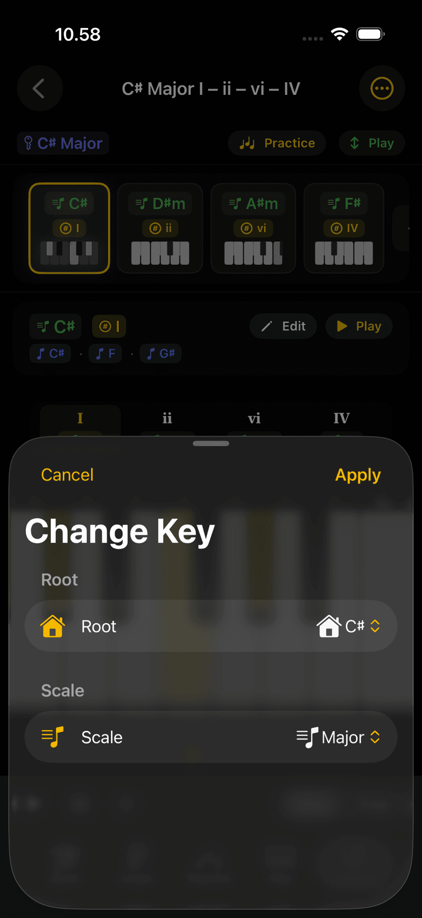 Transposing a chord progression to a new key