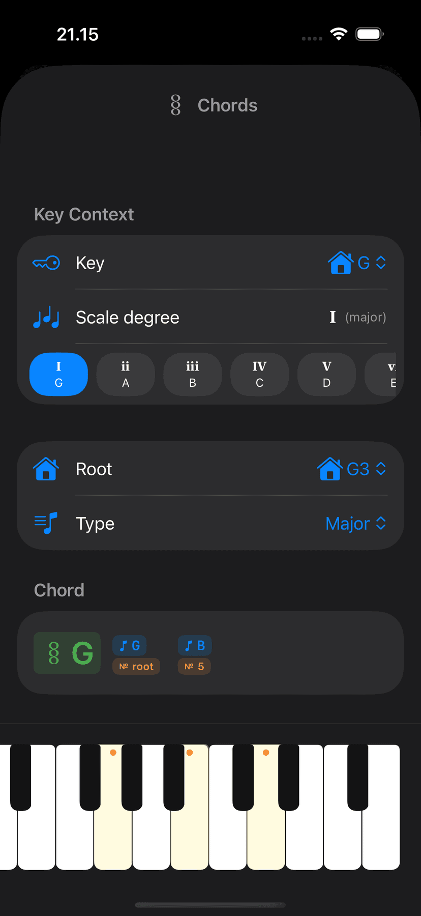 Chord explorer in Play mode